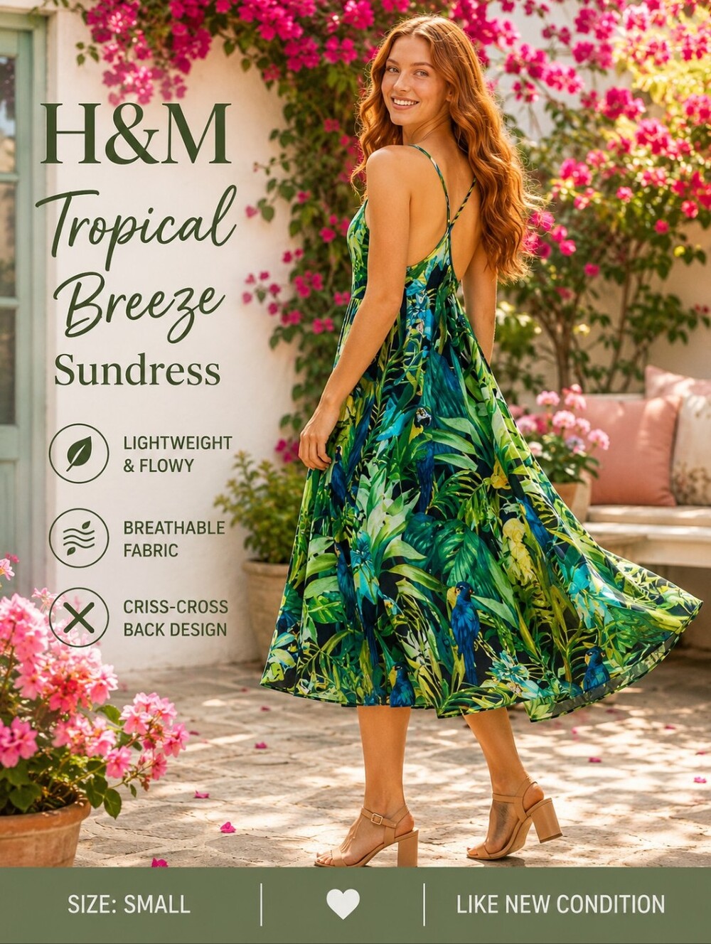 H&M Tropical Breezy Sundress- Size Small- Like New